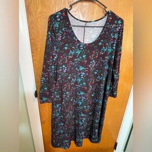 Garnet Hill Multicolor Floral Long Sleeve Dress